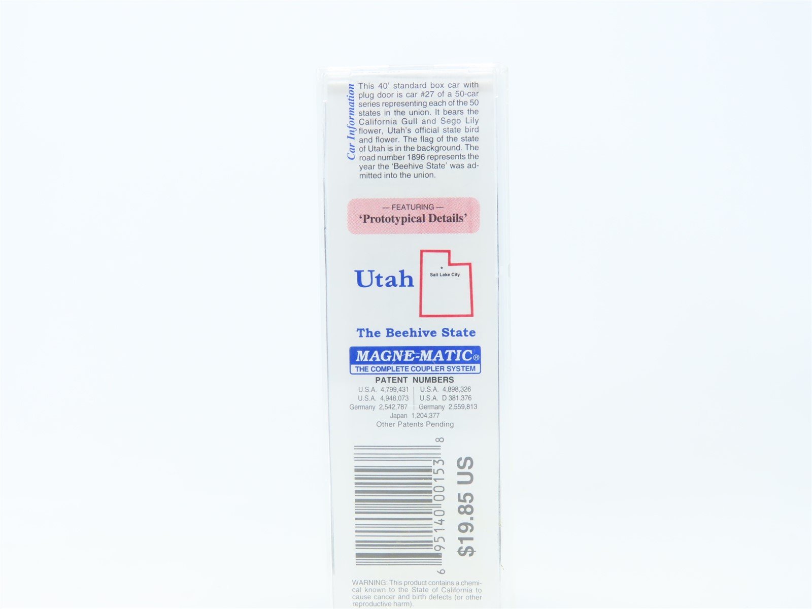 N Scale Micro-Trains MTL 02100391 UT Utah State 40' Plug Door Box Car #1896