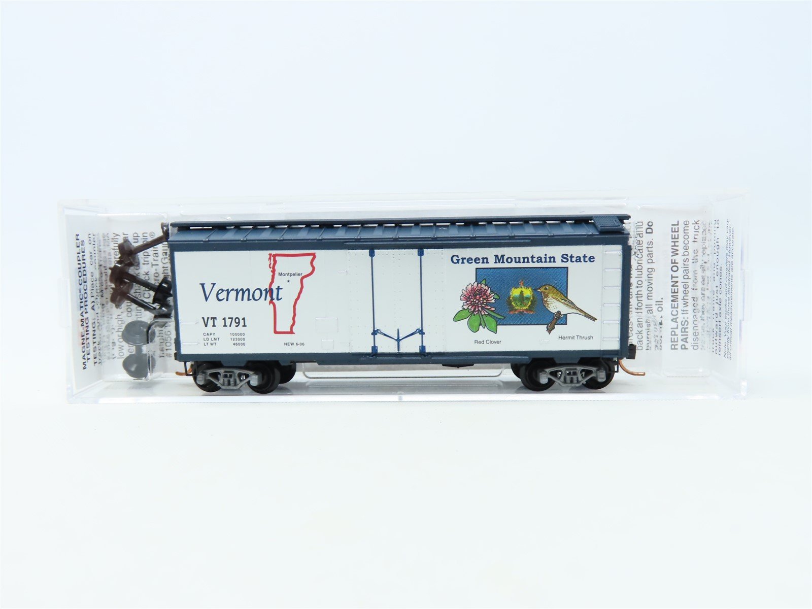 N Scale Micro-Trains MTL 02100402 VT Vermont State 40' Plug Door Box Car #1791