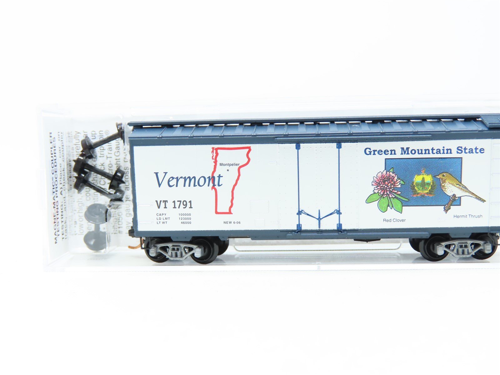 N Scale Micro-Trains MTL 02100402 VT Vermont State 40' Plug Door Box Car #1791