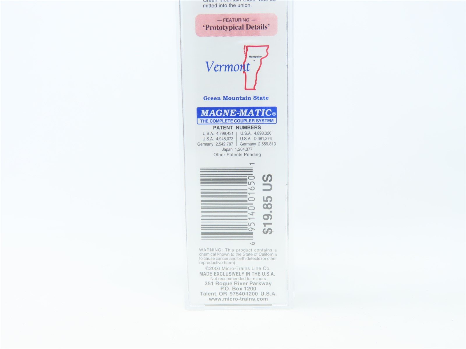 N Scale Micro-Trains MTL 02100402 VT Vermont State 40' Plug Door Box Car #1791