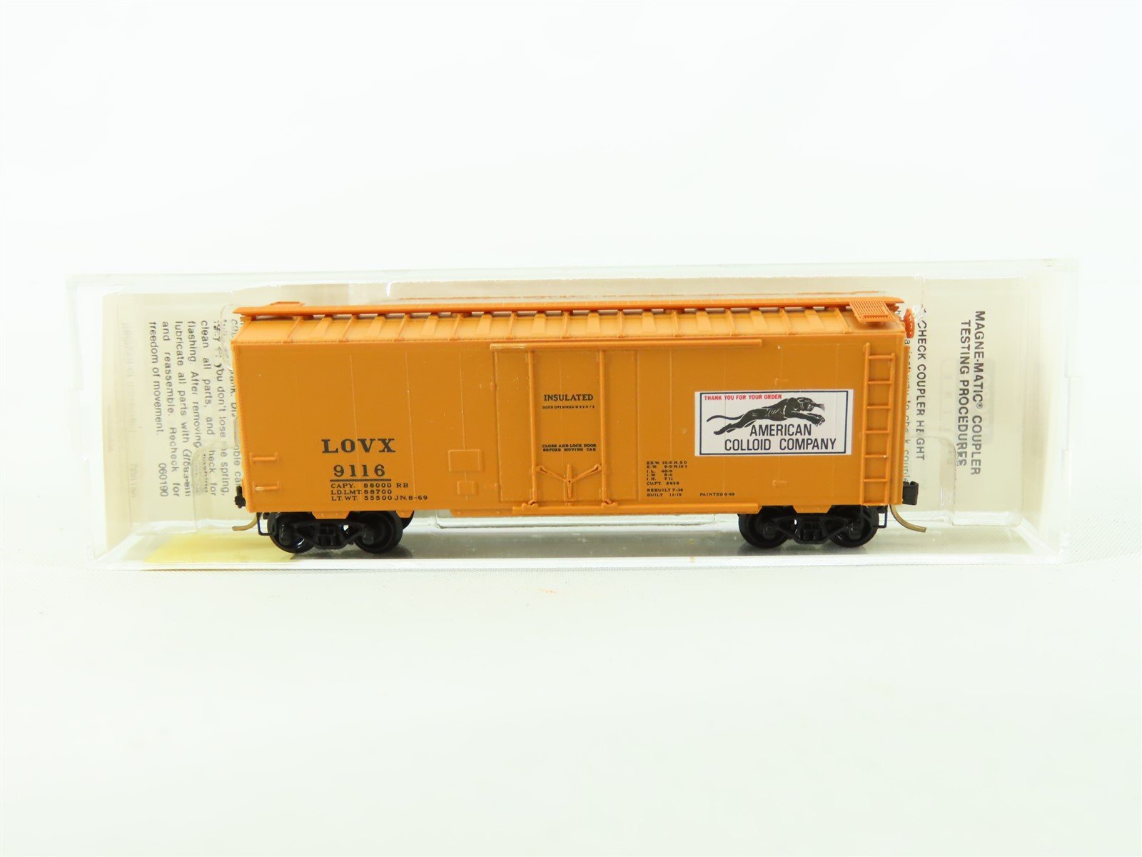 N Scale Micro-Trains MTL 21190 LOVX American Colloid Co 40' Boxcar #9116