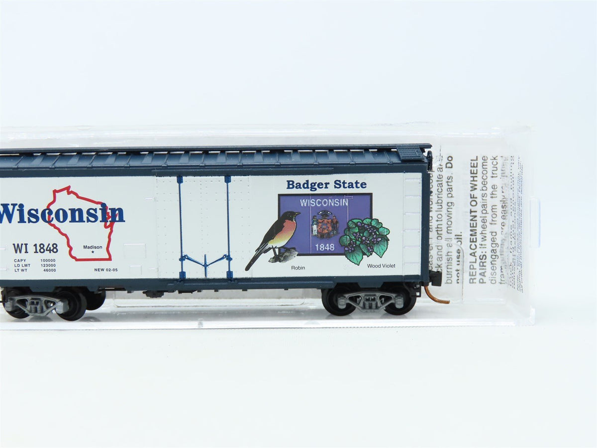 N Scale Micro-Trains MTL 02100387 WI Wisconsin State 40&#39; Plug Door Box Car #1848