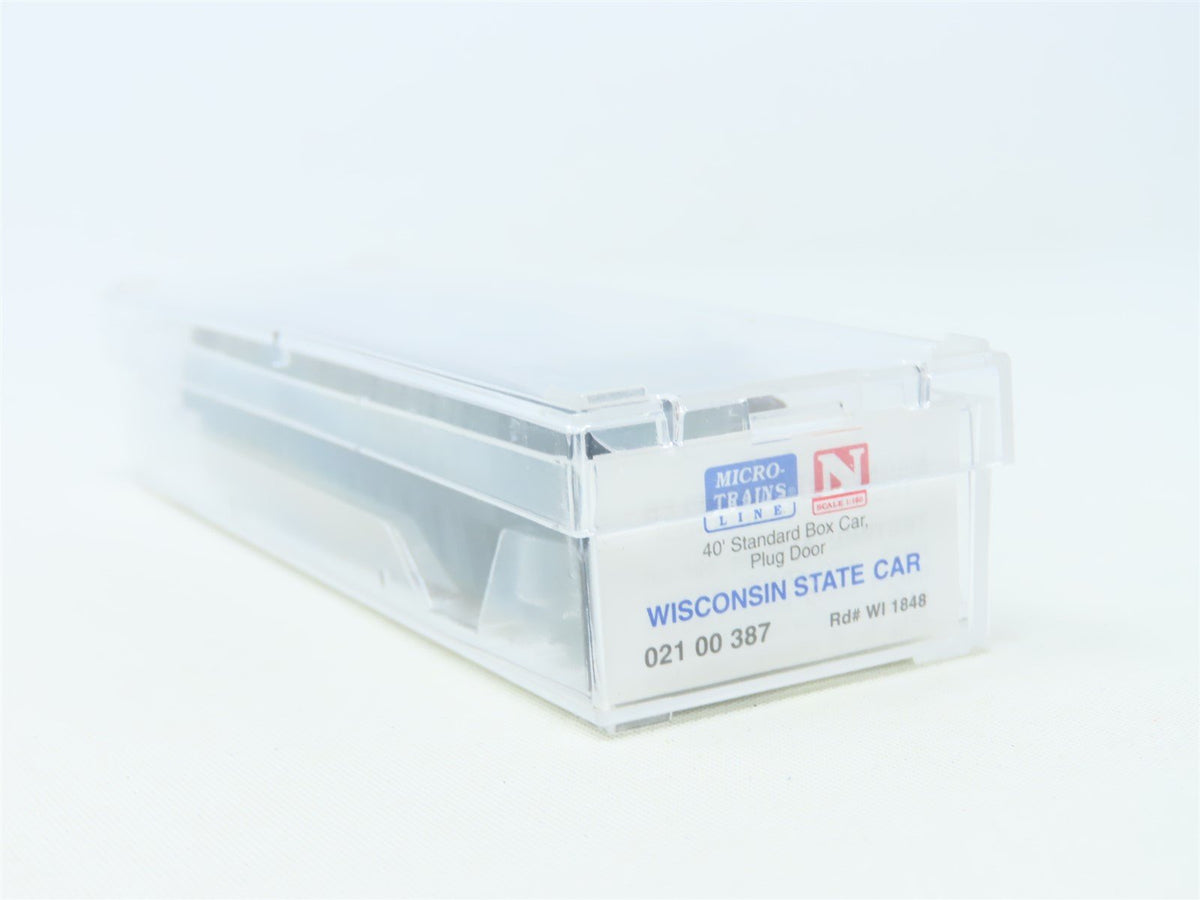 N Scale Micro-Trains MTL 02100387 WI Wisconsin State 40&#39; Plug Door Box Car #1848