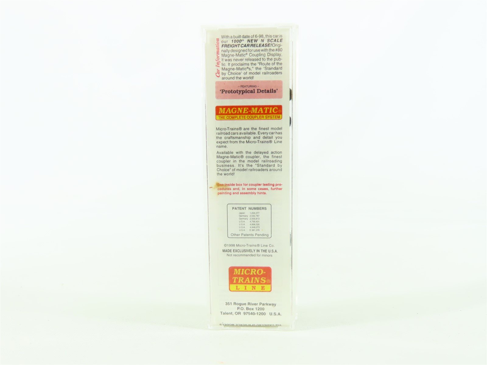 N Scale Micro-Trains MTL 21220 MTL Magne-Matic 40' Boxcar #1000