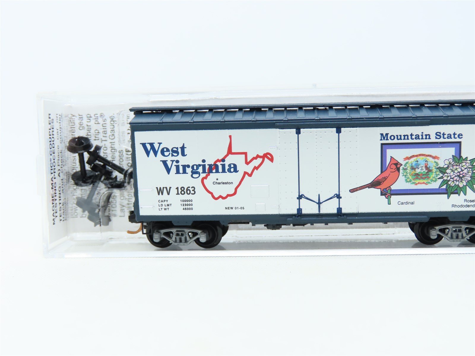 N Scale Micro-Trains MTL 02100386 WV West Virginia State 40' Box Car #1863