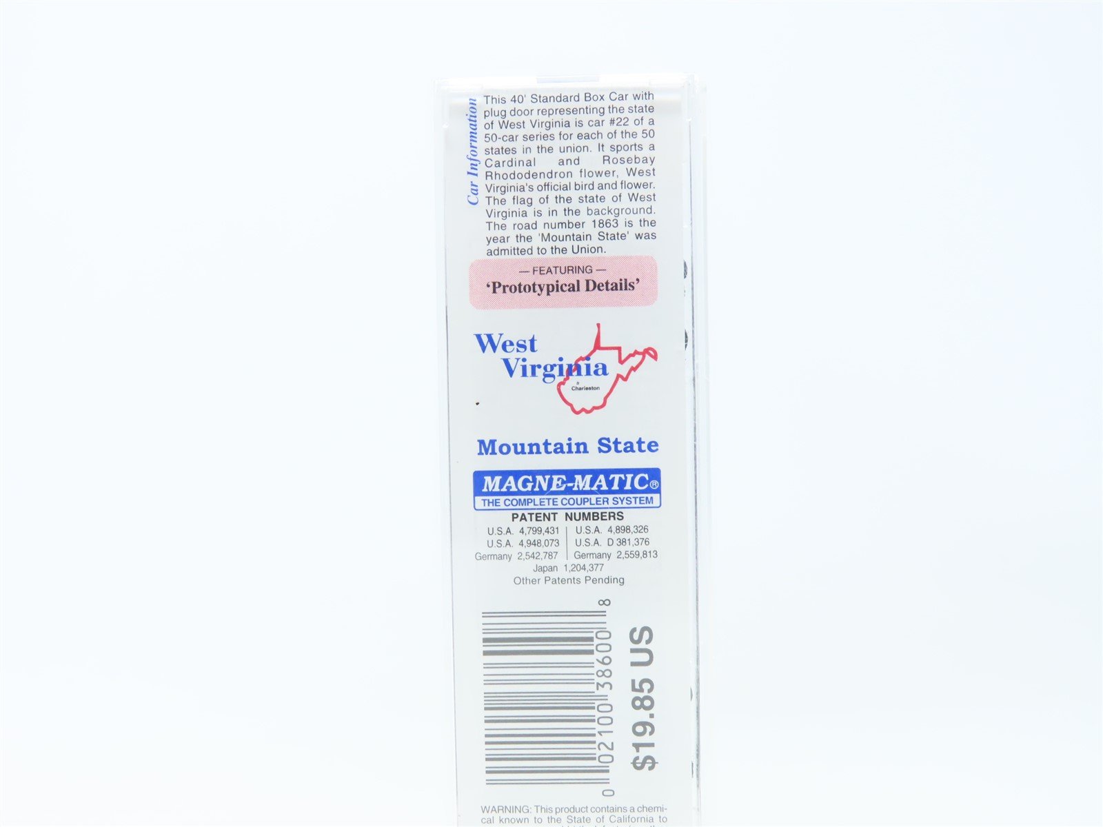 N Scale Micro-Trains MTL 02100386 WV West Virginia State 40' Box Car #1863