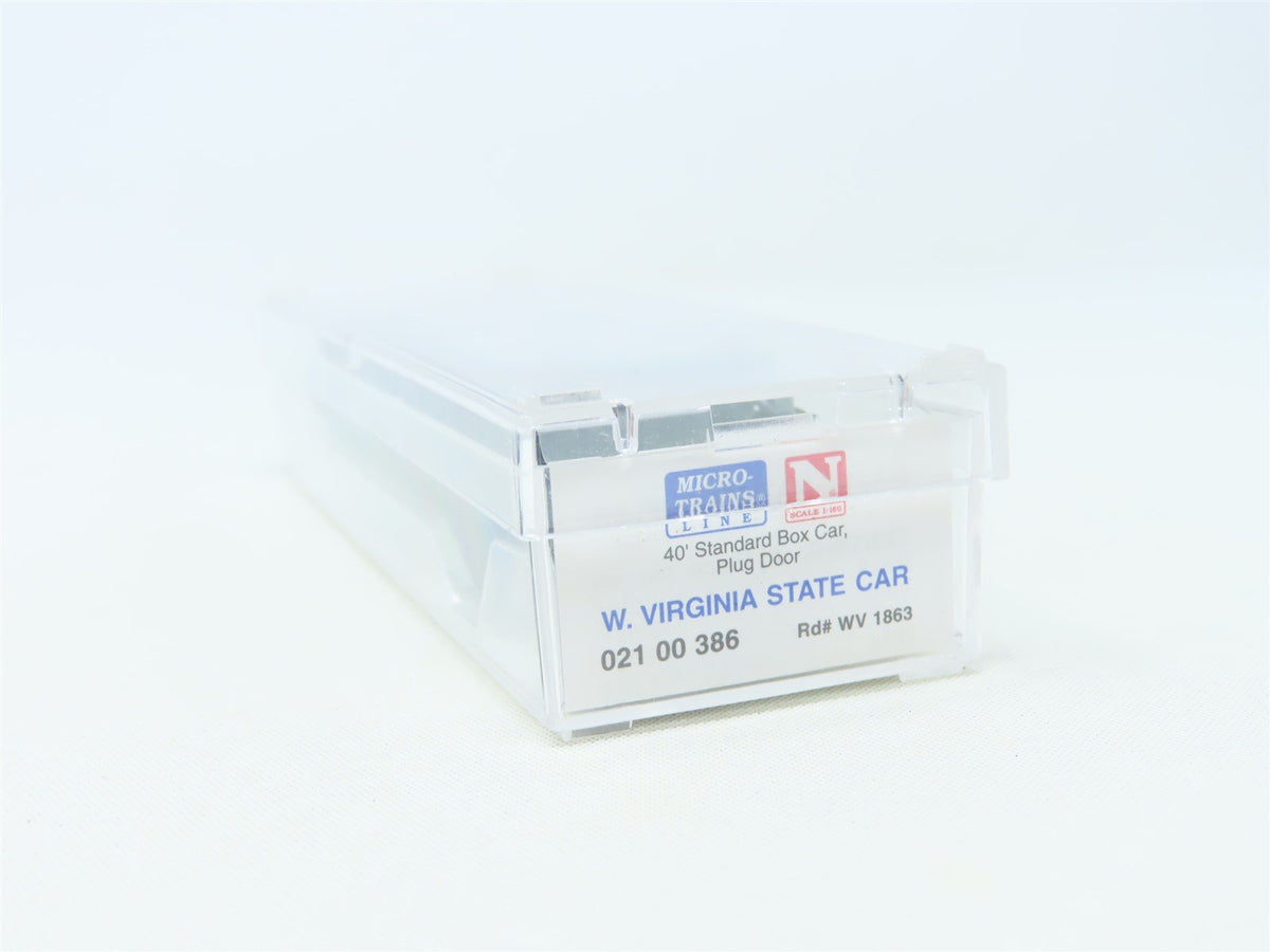 N Scale Micro-Trains MTL 02100386 WV West Virginia State 40&#39; Box Car #1863