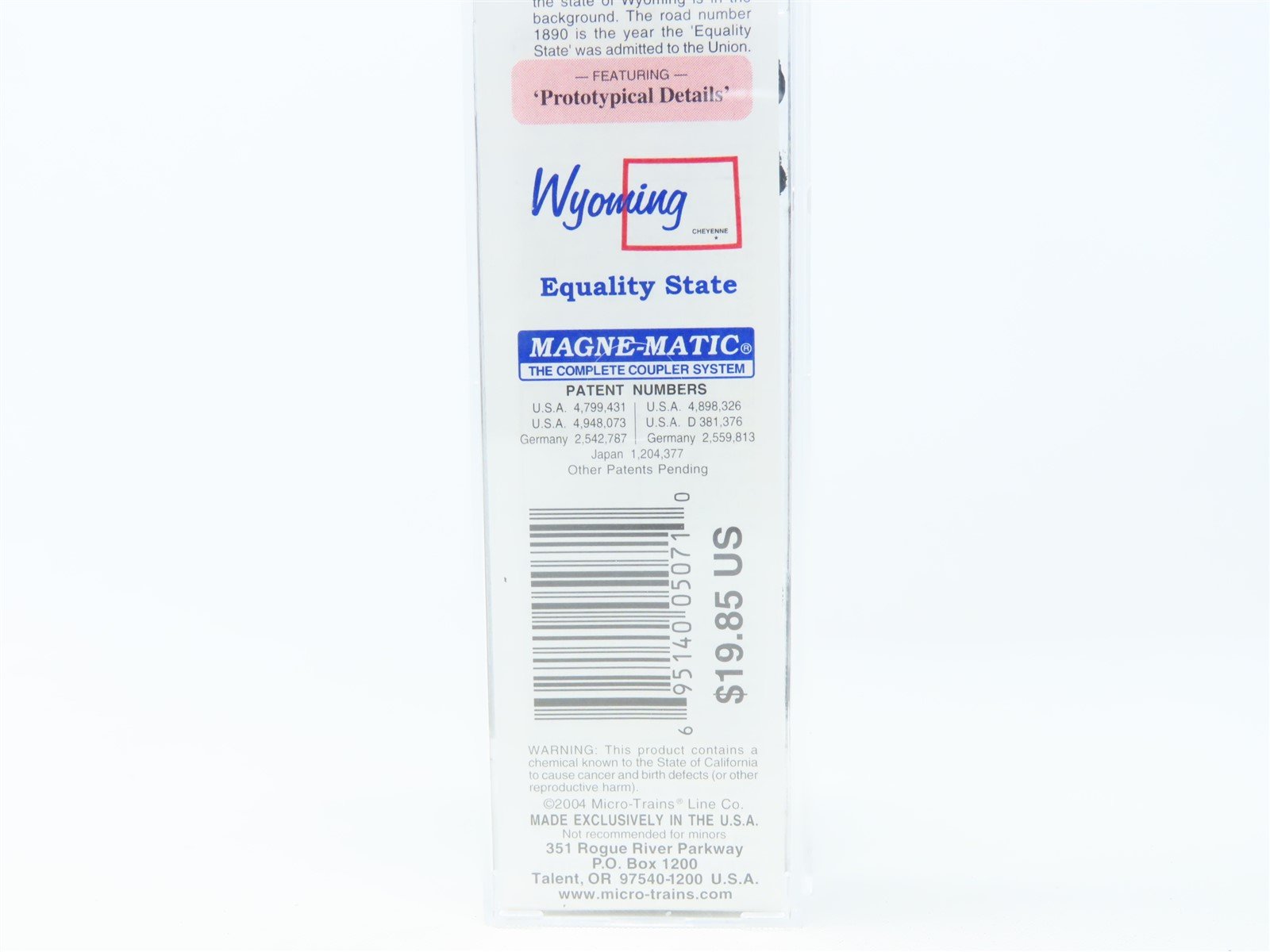 N Scale Micro-Trains MTL 21379 WY Wyoming State 40' Plug Door Box Car #1890