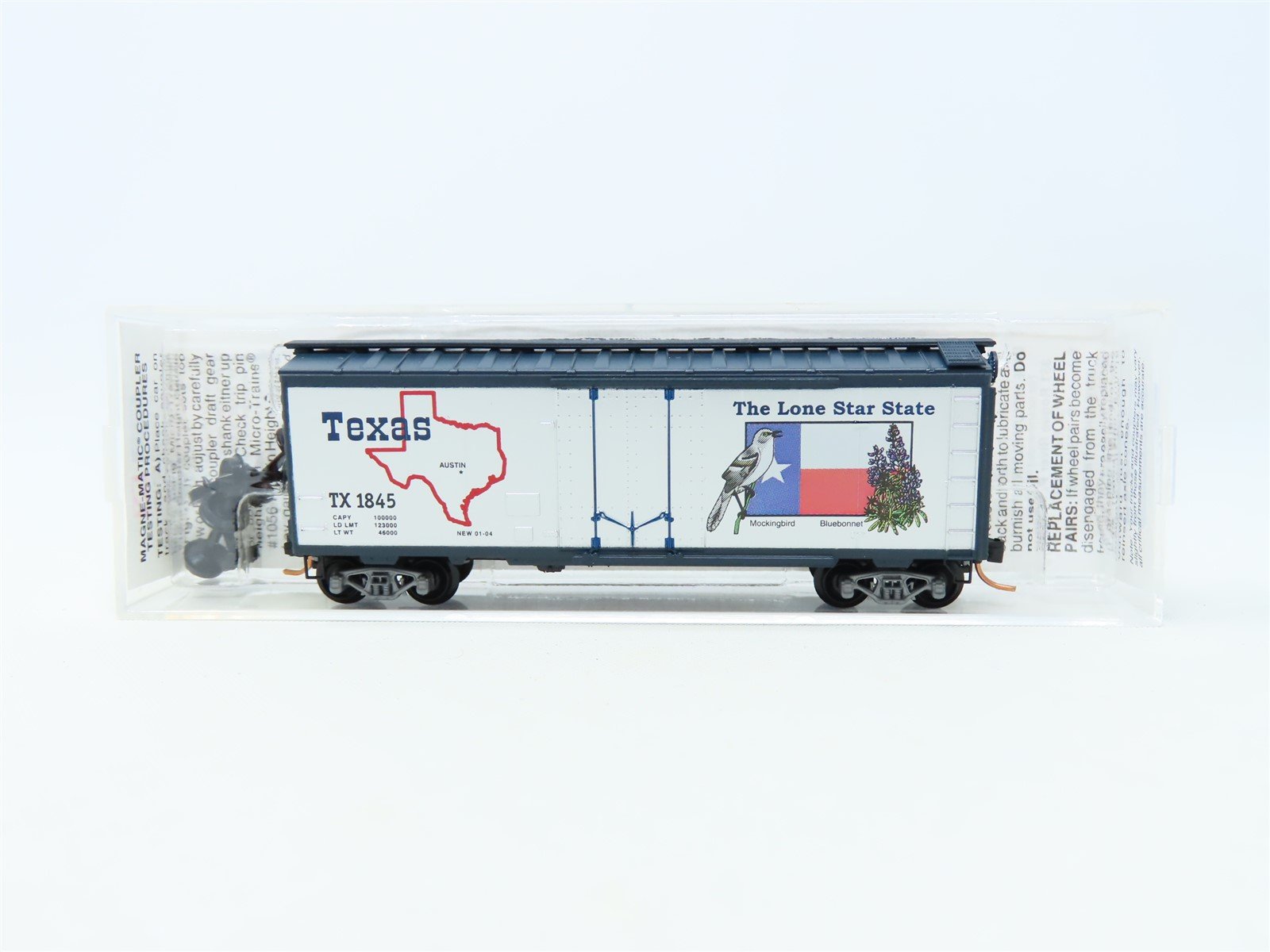 N Scale Micro-Trains MTL 21374 TX Texas State 40' Plug Door Box Car #1845