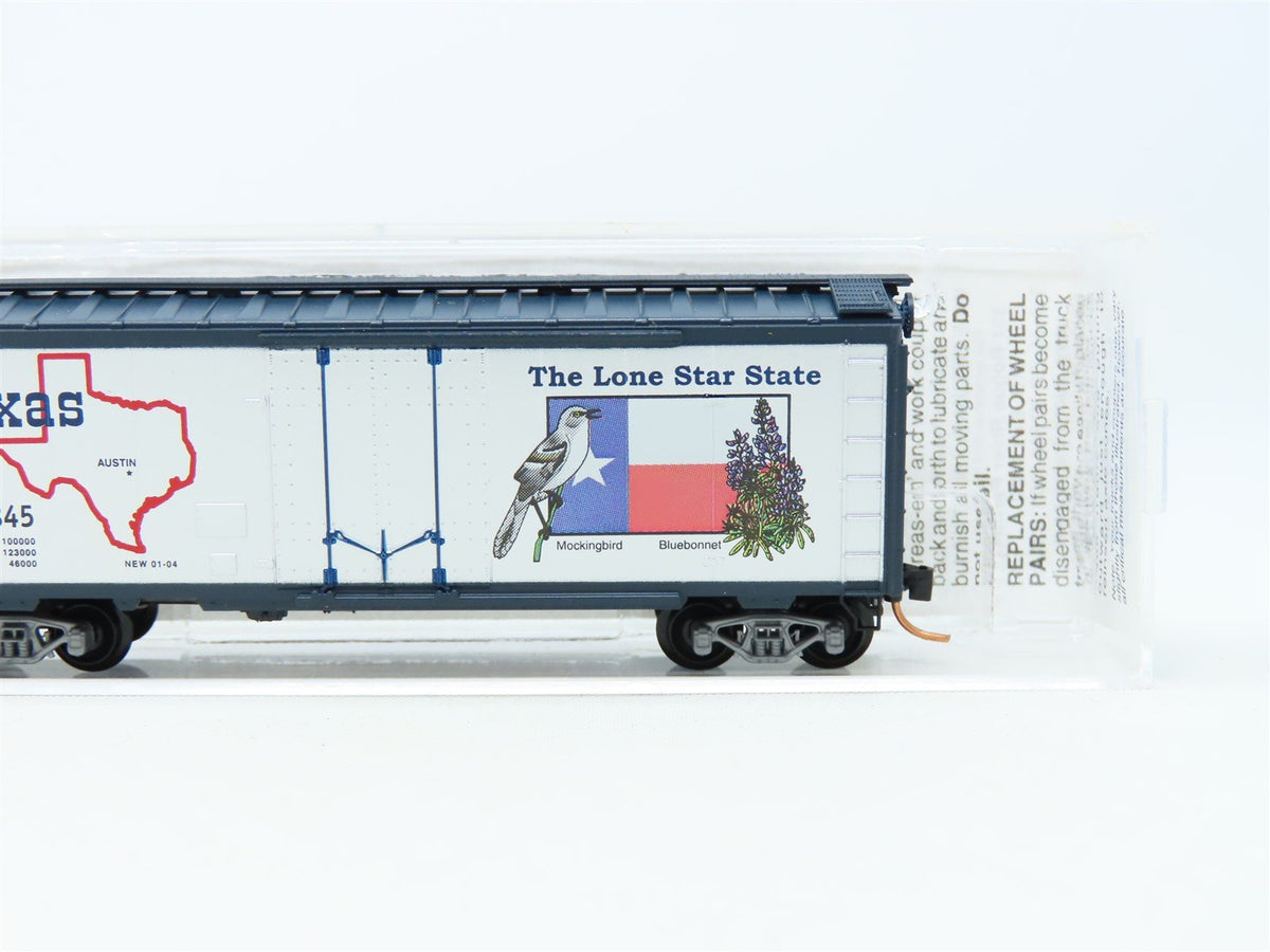 N Scale Micro-Trains MTL 21374 TX Texas State 40&#39; Plug Door Box Car #1845