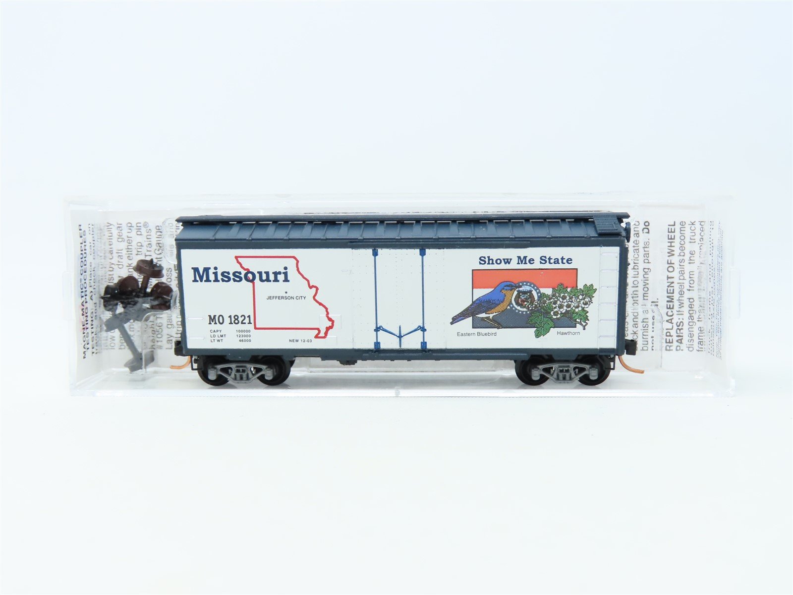 N Scale Micro-Trains MTL 21373 MO Missouri State 40' Plug Door Box Car #1821