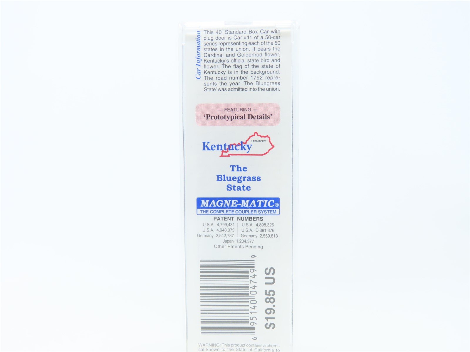 N Scale Micro-Trains MTL 21375 KY Kentucky State 40' Plug Door Box Car #1792