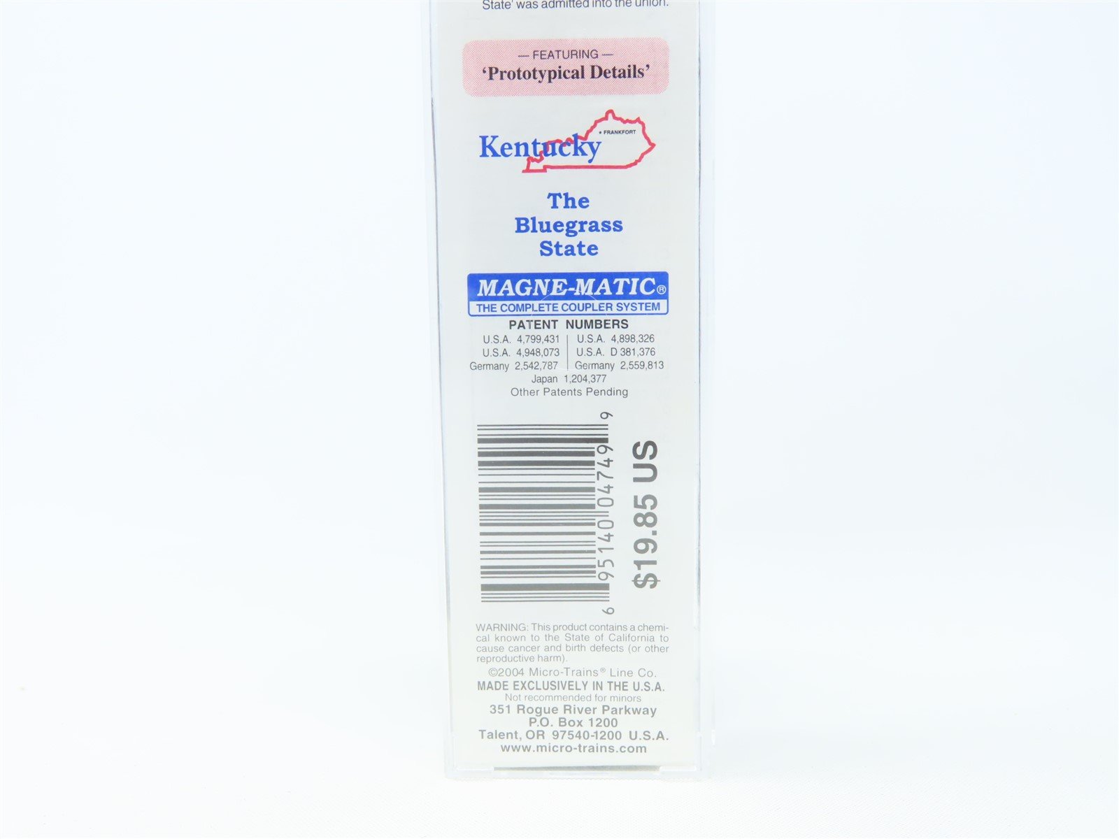 N Scale Micro-Trains MTL 21375 KY Kentucky State 40' Plug Door Box Car #1792