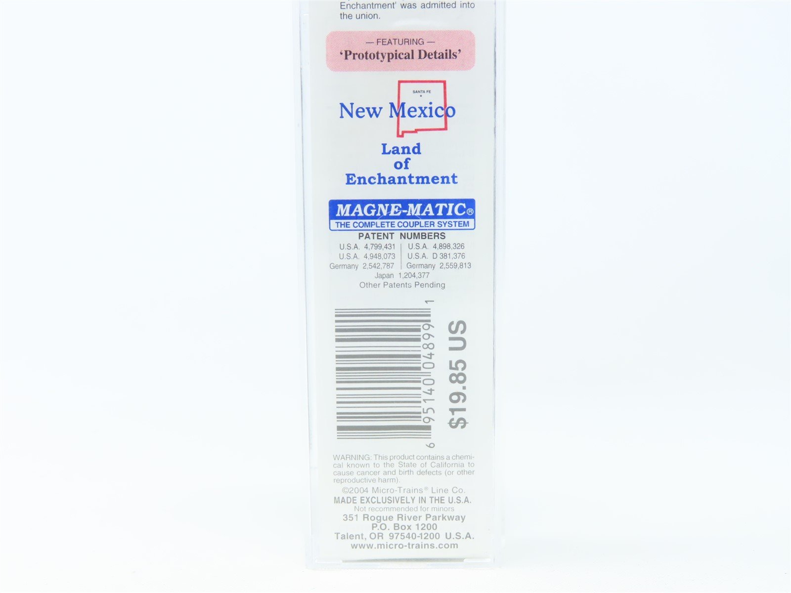 N Scale Micro-Trains MTL 21376 NM New Mexico State 40' Plug Door Box Car #1912