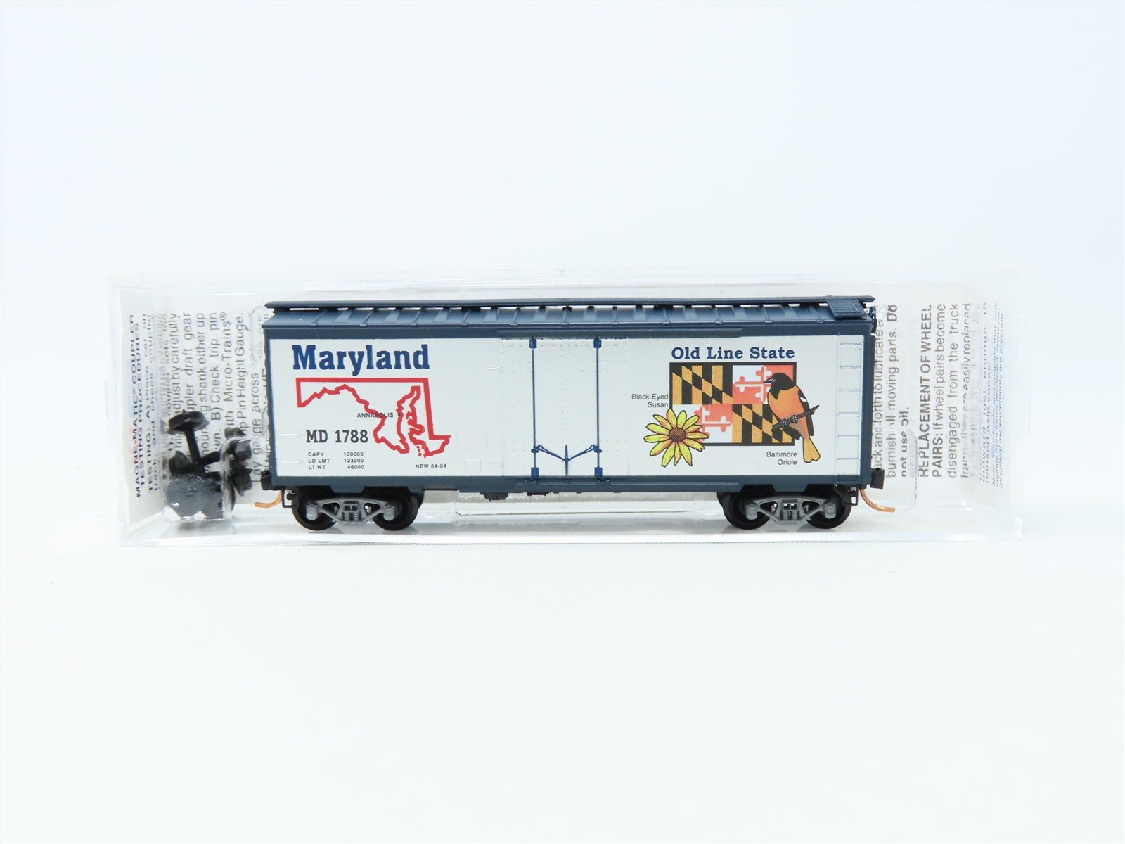 N Scale Micro-Trains MTL 21377 MD Maryland State 40' Plug Door Box Car #1788