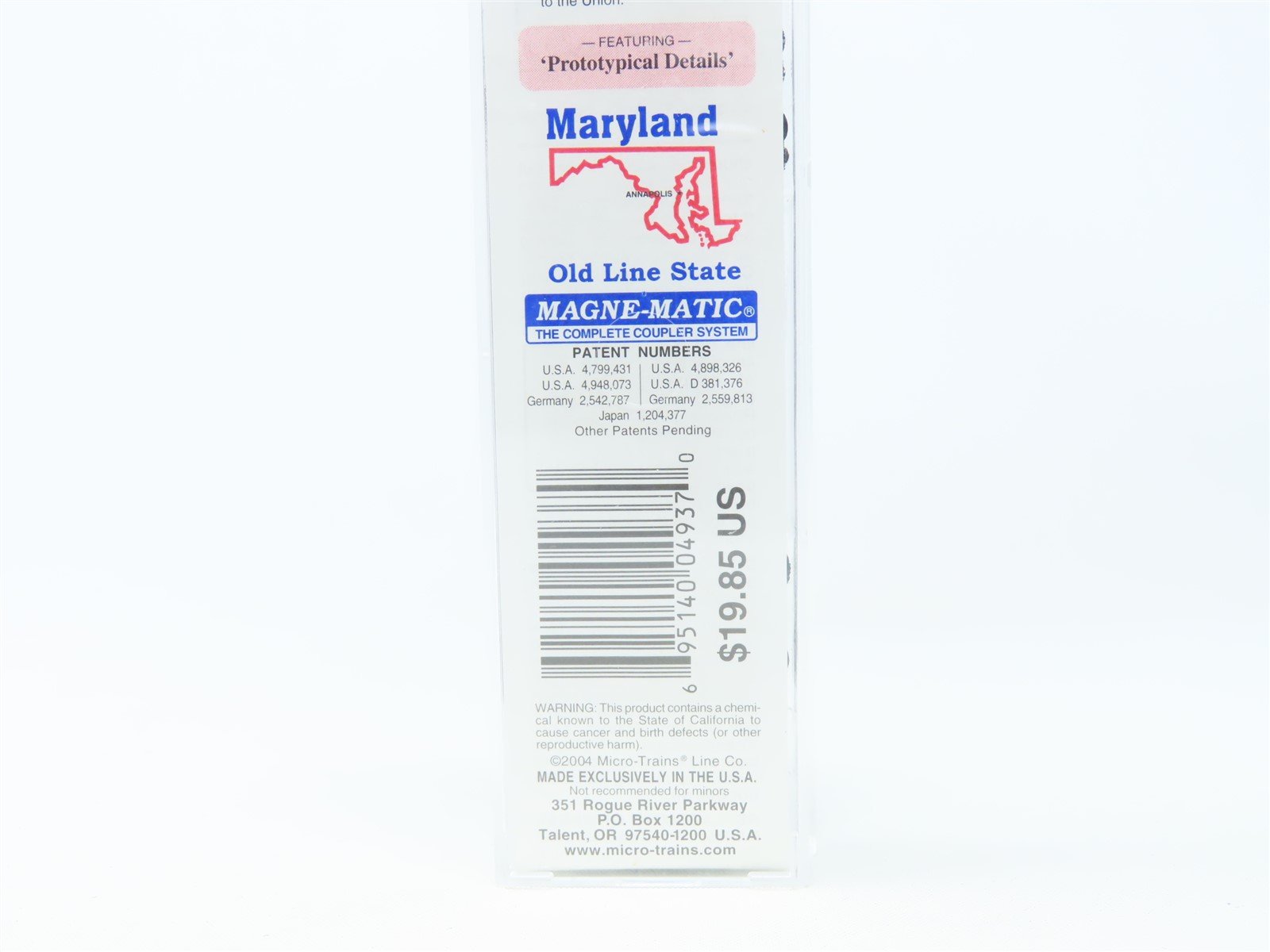 N Scale Micro-Trains MTL 21377 MD Maryland State 40' Plug Door Box Car #1788