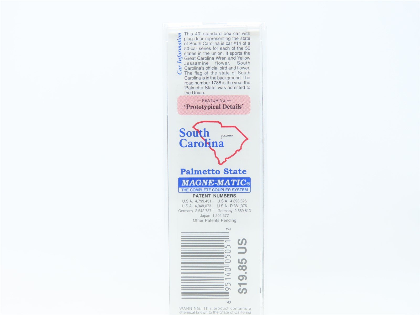 N Scale Micro-Trains MTL 21378 SC South Carolina State 40' Box Car #1788