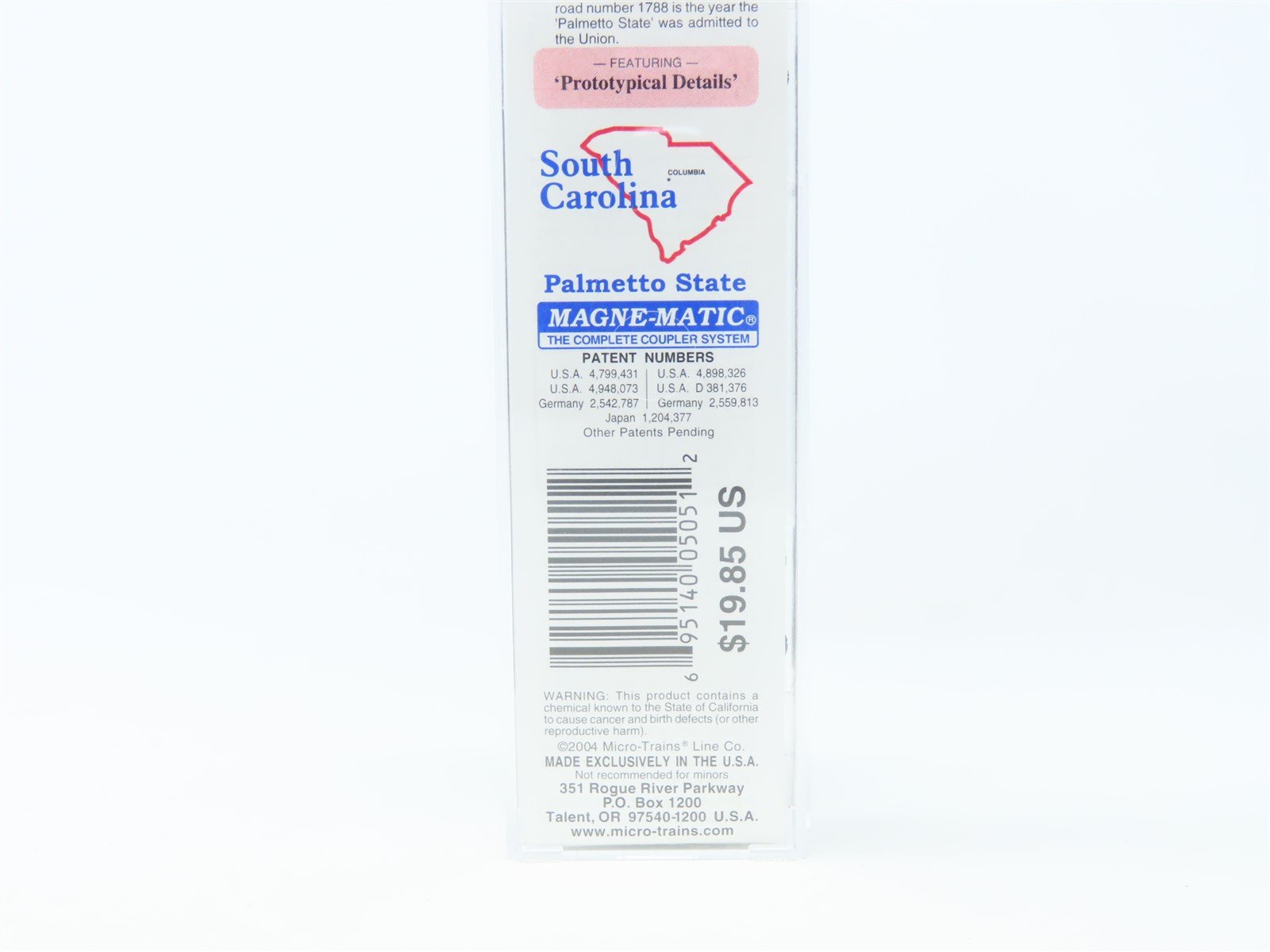 N Scale Micro-Trains MTL 21378 SC South Carolina State 40' Box Car #1788