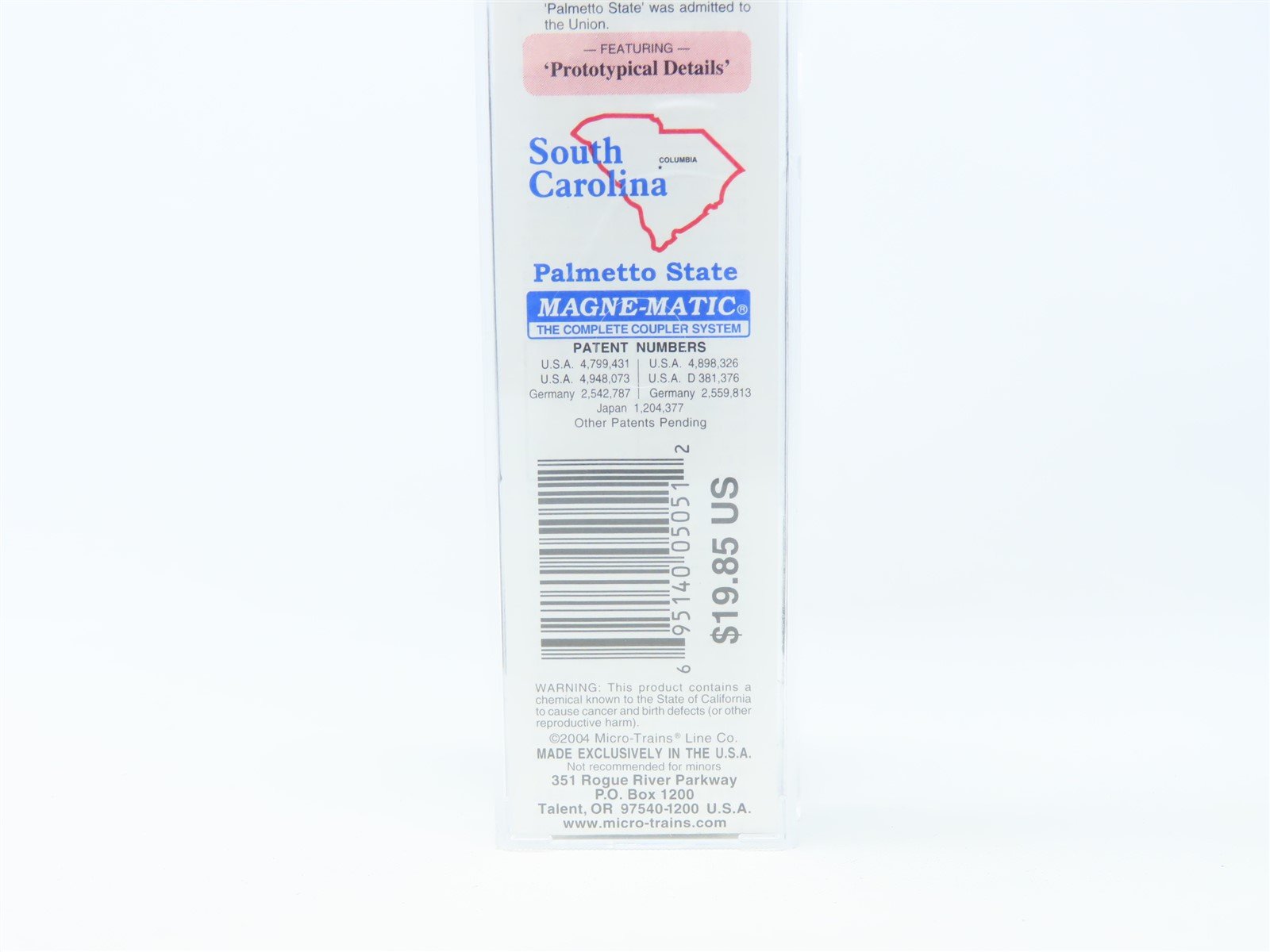 N Scale Micro-Trains MTL 21378 SC South Carolina State 40' Box Car 1788