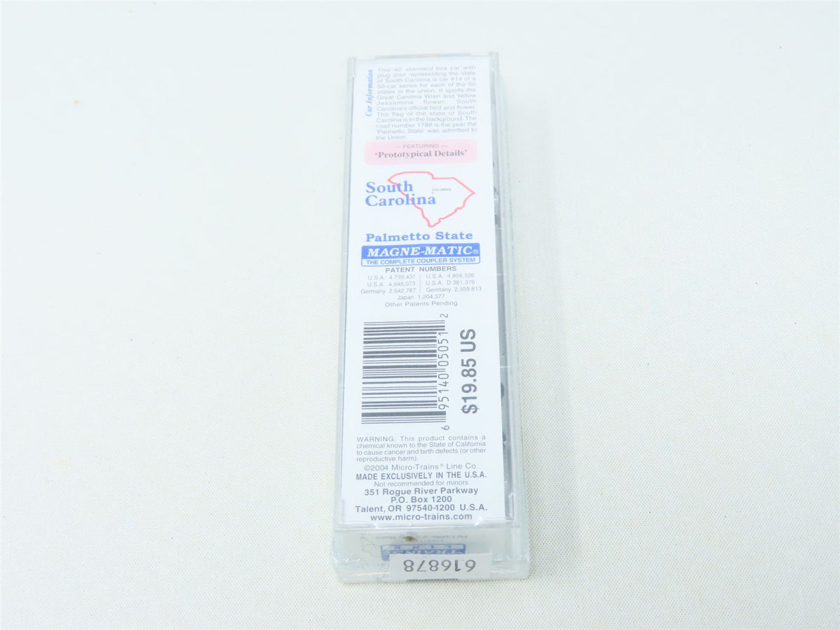 N Scale Micro-Trains MTL 21378 SC South Carolina State 40&#39; Box Car #1788 Sealed