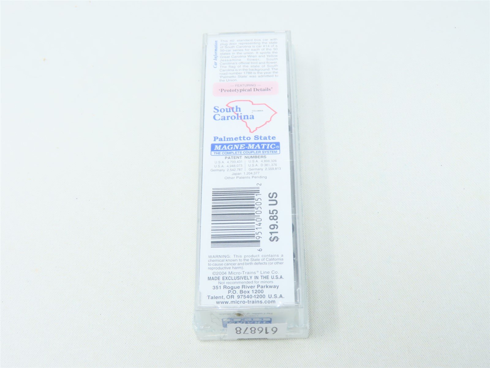 N Scale Micro-Trains MTL 21378 SC South Carolina State 40' Box Car #1788 Sealed