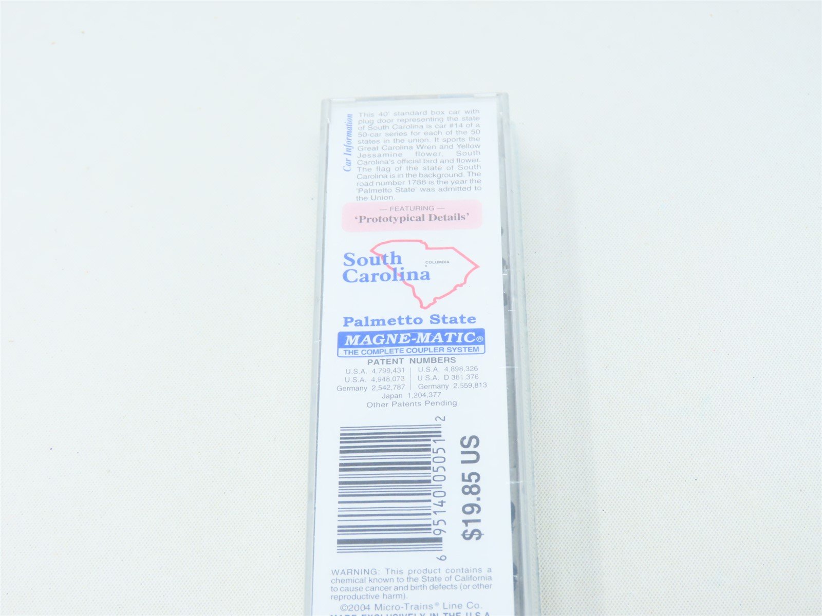 N Scale Micro-Trains MTL 21378 SC South Carolina State 40' Box Car #1788 Sealed