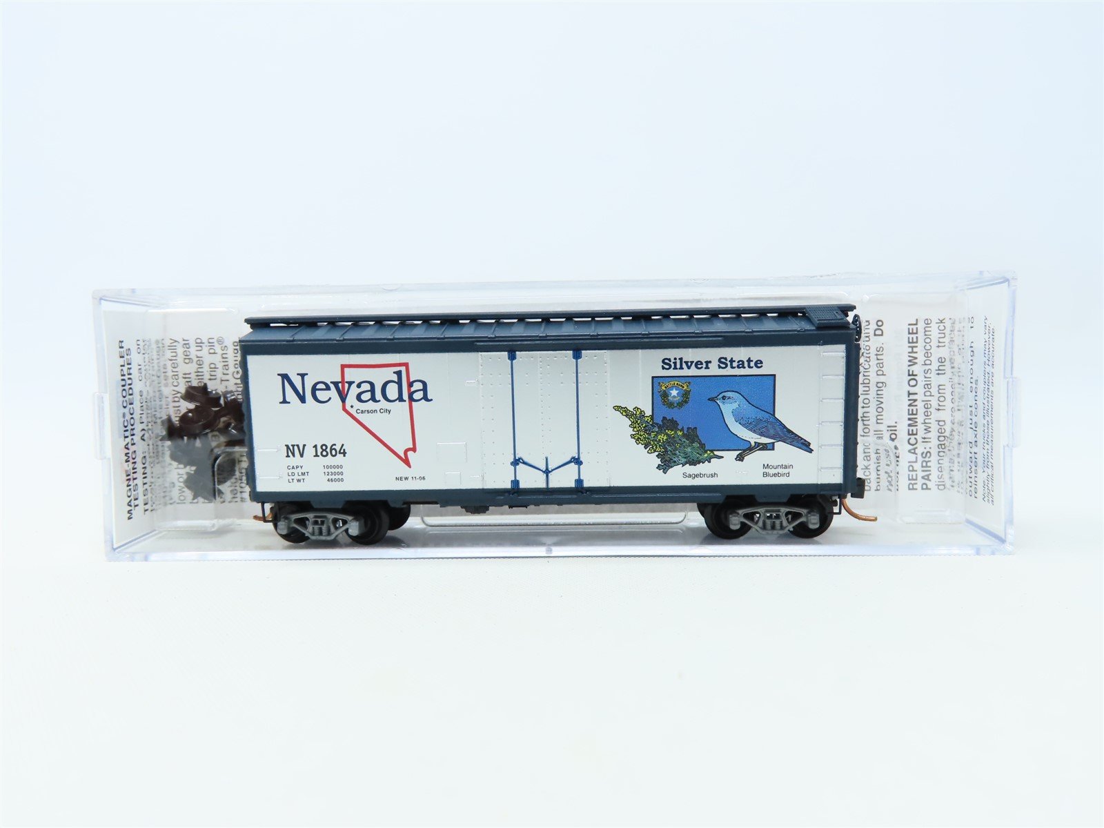 N Scale Micro-Trains MTL 02100407 NV Nevada State 40' Plug Door Box Car #1864