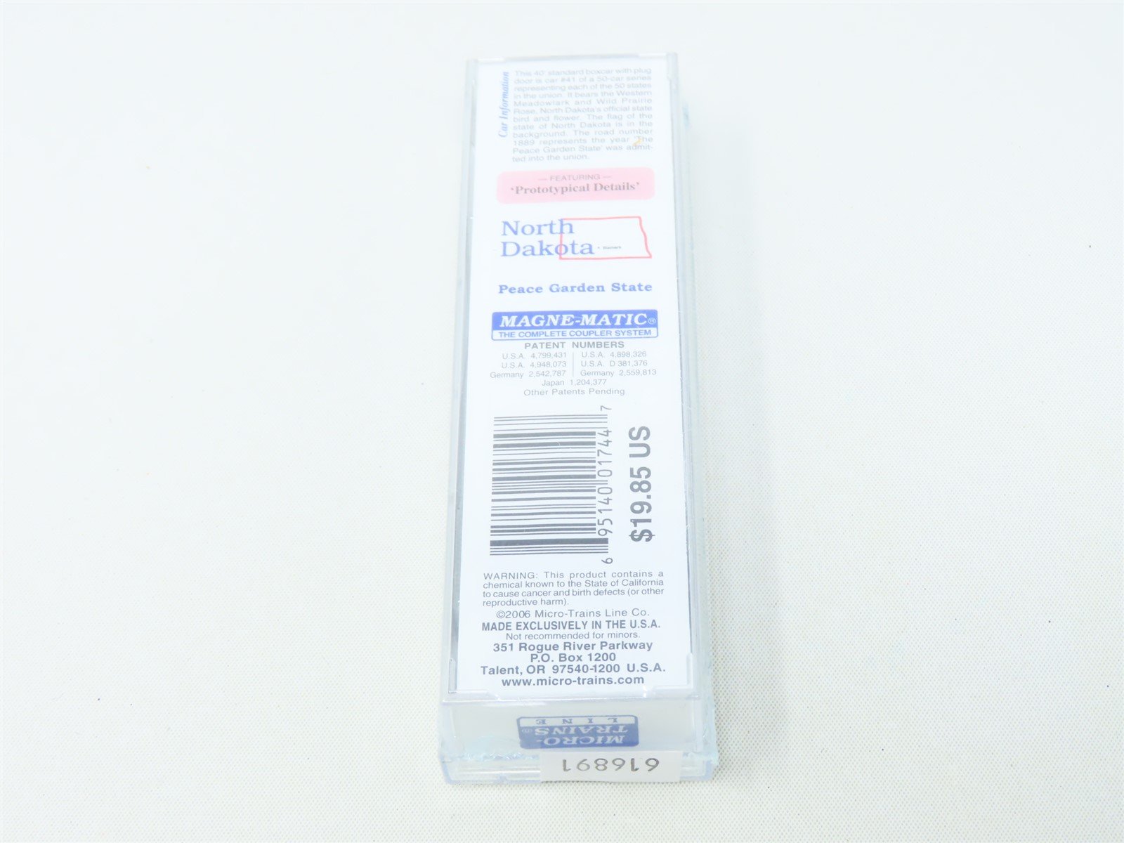 N Scale Micro-Trains MTL 02100405 ND North Dakota State 40' Box Car #1889 Sealed