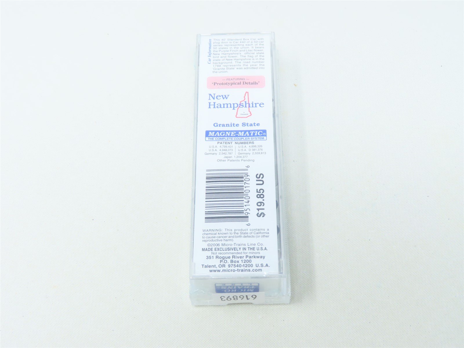 N Scale Micro-Trains MTL 02100404 NH New Hampshire State 40' Box Car 1788 Sealed