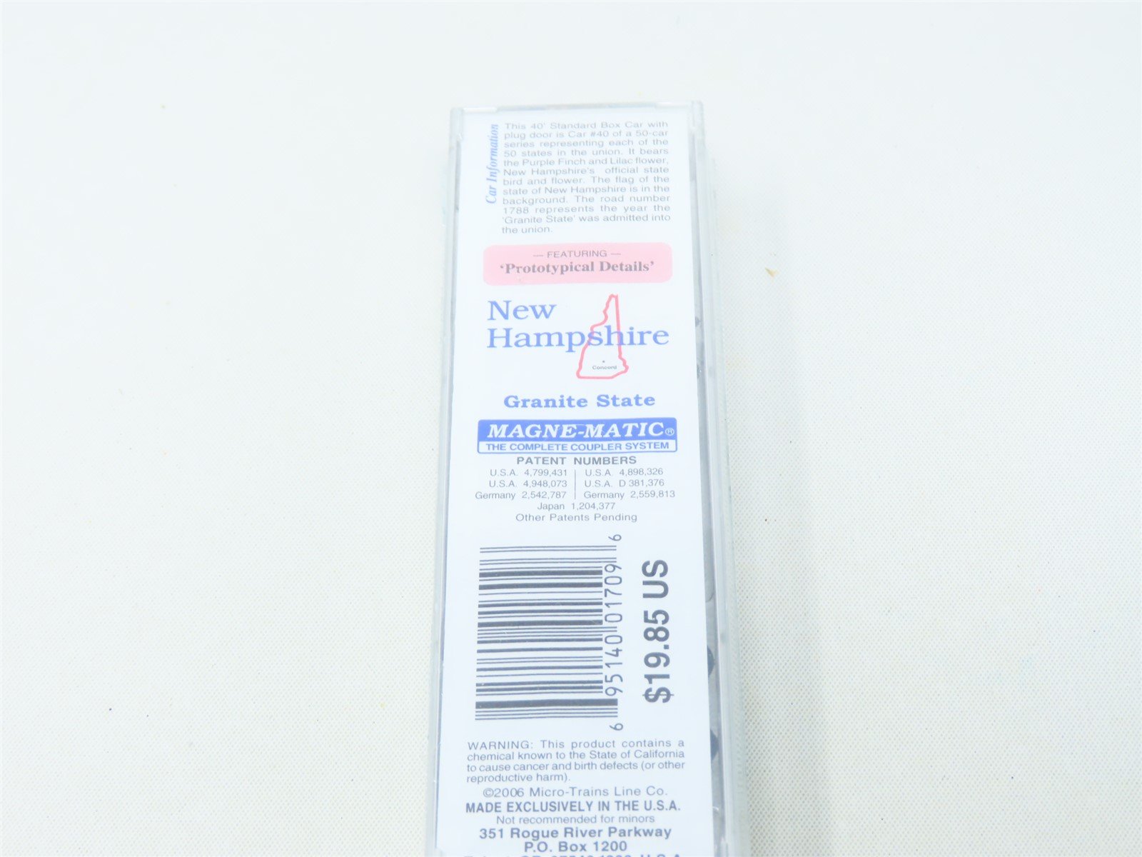 N Scale Micro-Trains MTL 02100404 NH New Hampshire State 40' Box Car 1788 Sealed