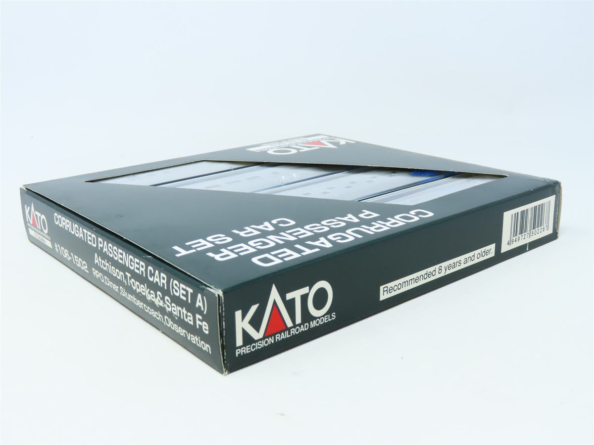 N Scale Kato #106-1502 ATSF Santa Fe Corrugated Passenger 4-Car Set A