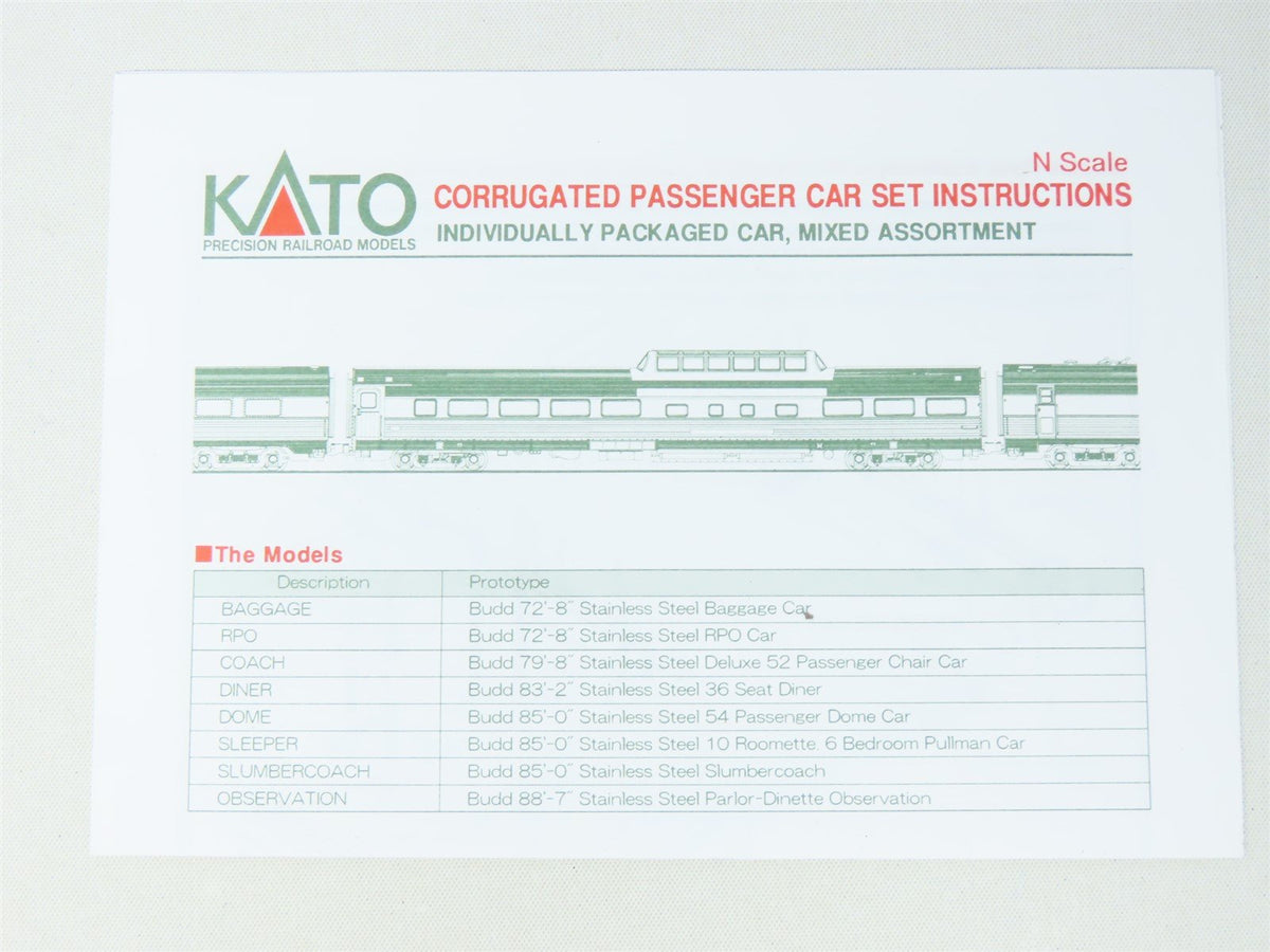 N Scale Kato #106-1604 ATSF Santa Fe Corrugated Passenger 4-Car Set B-2