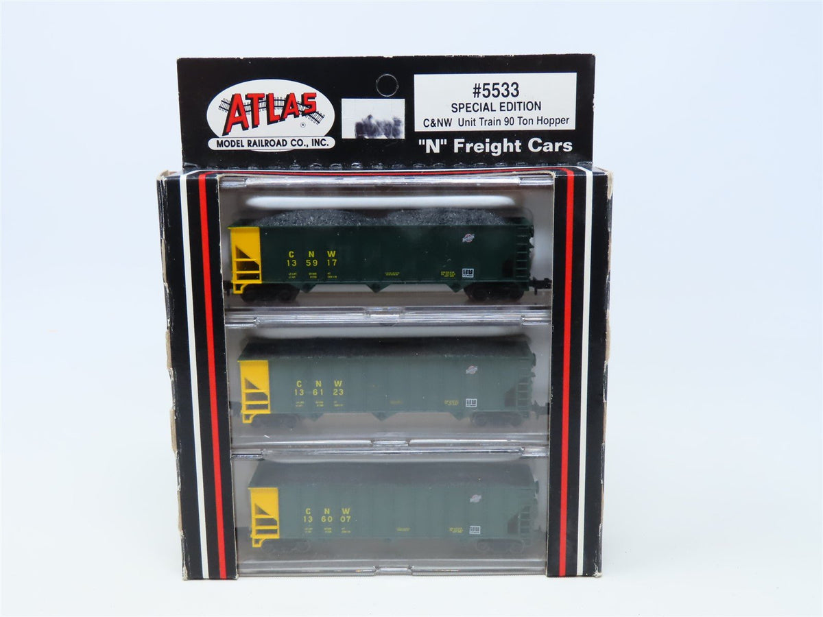 N Scale Atlas 5533 CNW Chicago &amp; North Western Unit Train 3-Bay Hopper 3-Pack