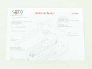 N Scale Kato #106-055 CB&Q, D&RGW, WP California Zephyr 11-Car Passenger Set