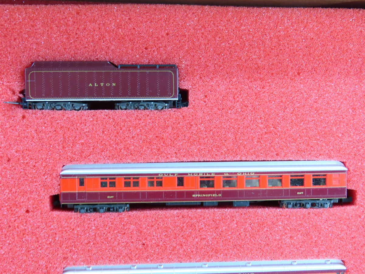 N Scale Con-Cor GM&amp;O Alton Limited REBEL 4-6-2 Steam w/ 6 Passenger Car Set