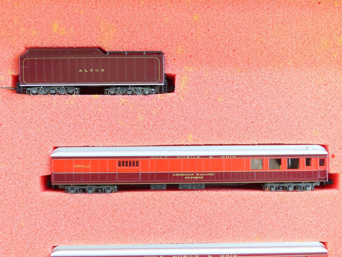 N Scale Con-Cor GM&amp;O Alton Limited REBEL 4-6-2 Steam w/ 6 Passenger Car Set