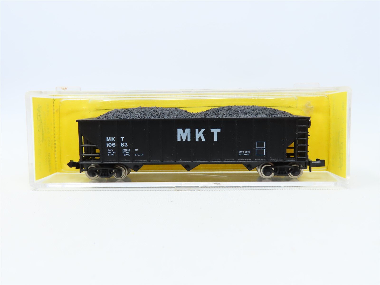 N Scale Atlas 3267 M-K-T Katy 90 Ton 3-Bay Hopper w/ Coal Load #10683