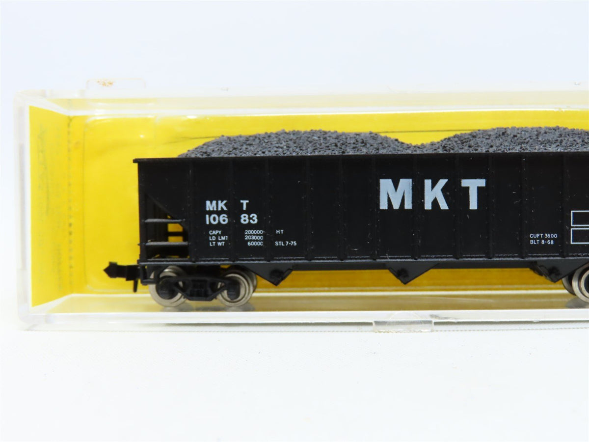 N Scale Atlas 3267 M-K-T Katy 90 Ton 3-Bay Hopper w/ Coal Load #10683