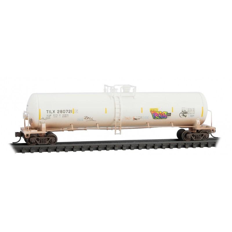 N Scale Micro-Trains MTL 98305059 TILX 56&#39; Tank Car Set 3-Pk Weathered Graffiti