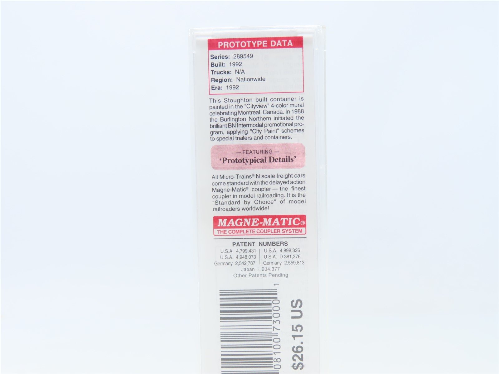 N Scale Micro-Trains MTL 81730 BNAU Burlington Northern 48' Container #289549