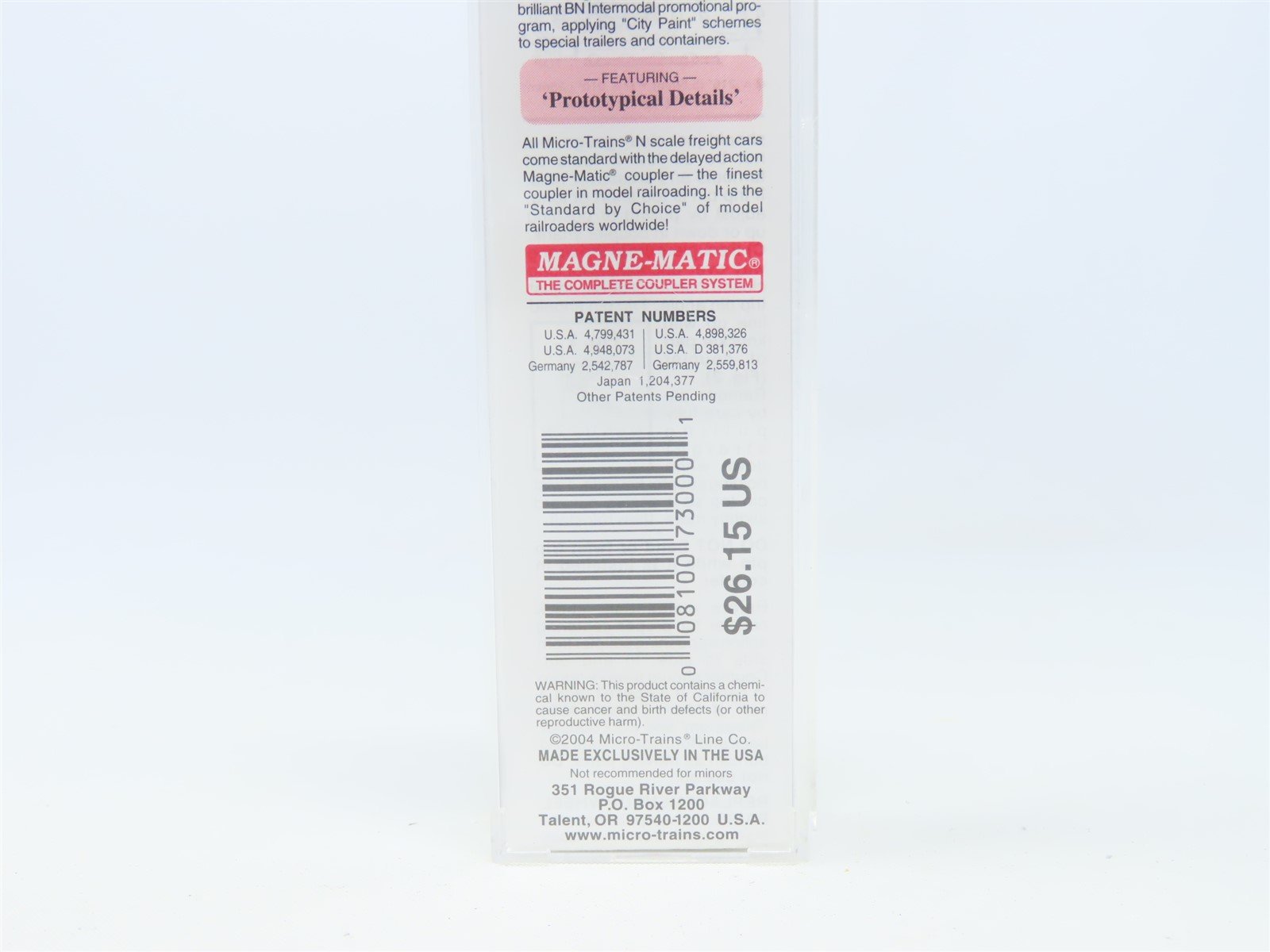 N Scale Micro-Trains MTL 81730 BNAU Burlington Northern 48' Container #289549