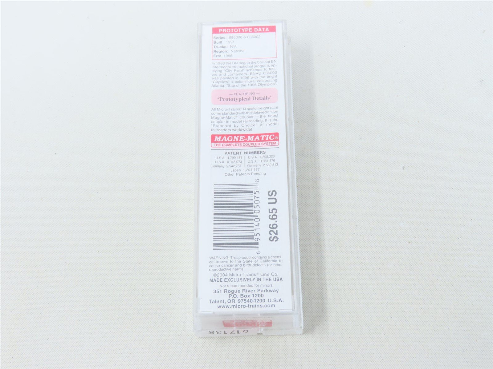 N Scale Micro-Trains MTL 81710 BNAU Burlington Northern 48' Container #686002