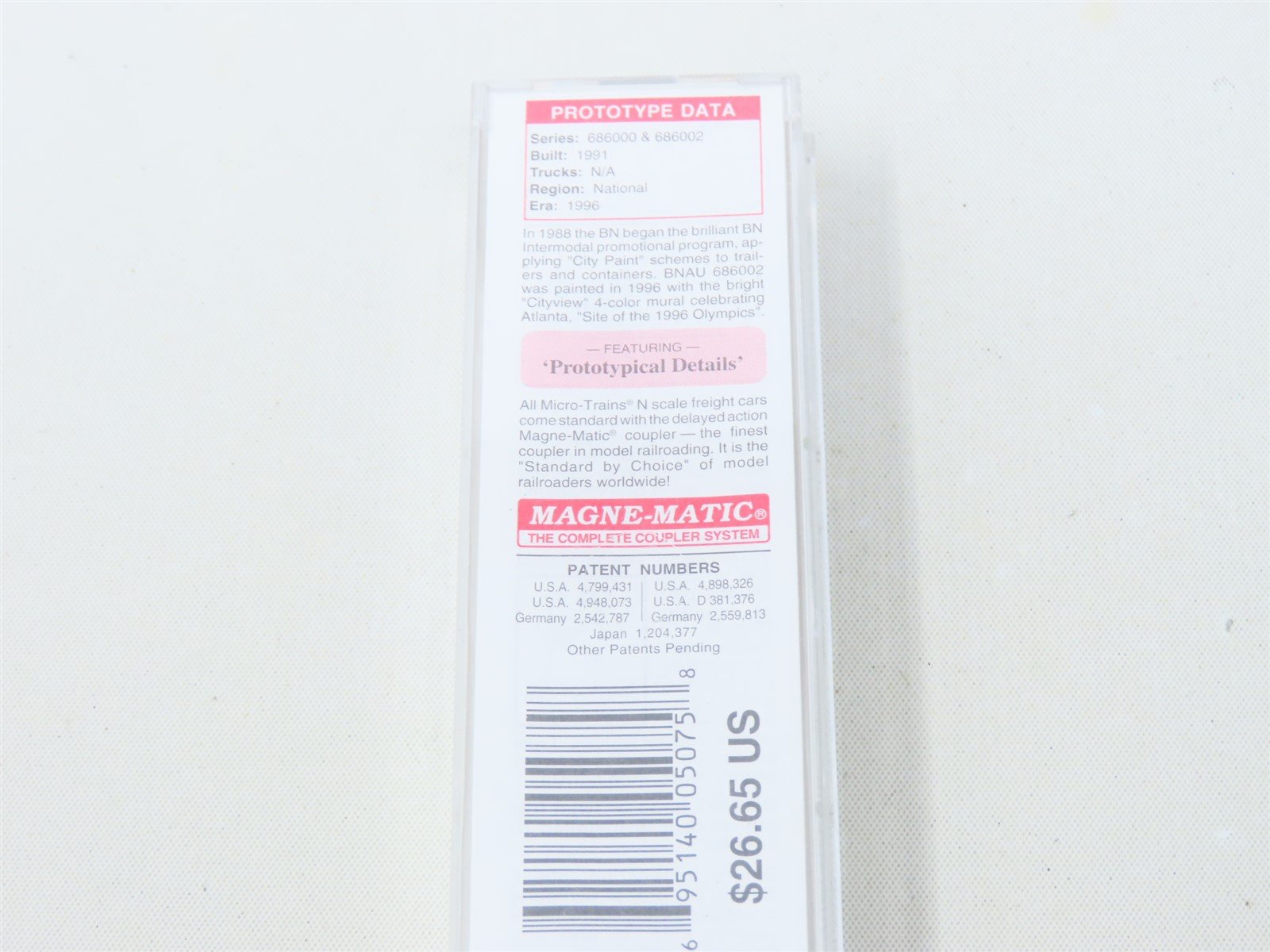 N Scale Micro-Trains MTL 81710 BNAU Burlington Northern 48' Container #686002