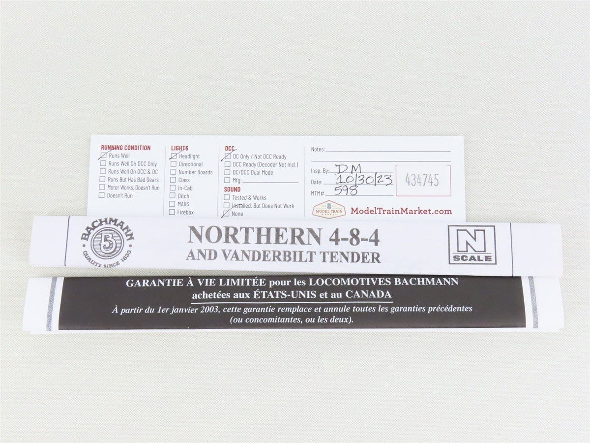 N Scale Bachmann 58161 GN Great Northern 4-8-4 Northern Steam #2576