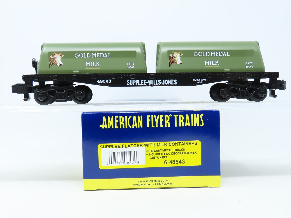 S American Flyer 6-48543 Supplee-Willis-Jones Flat Car #48543 w/ Milk Containers