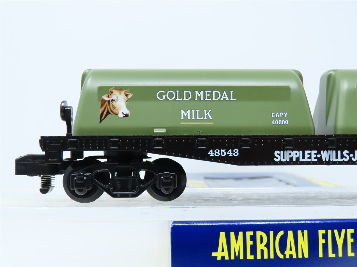 S American Flyer 6-48543 Supplee-Willis-Jones Flat Car #48543 w/ Milk Containers