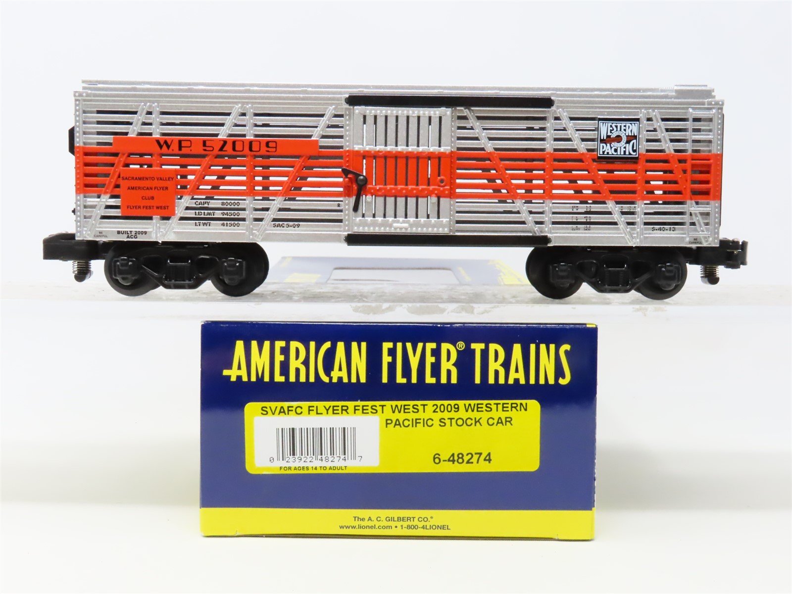 S Scale American Flyer 6-48274 WP Western Pacific Stock Car #52009