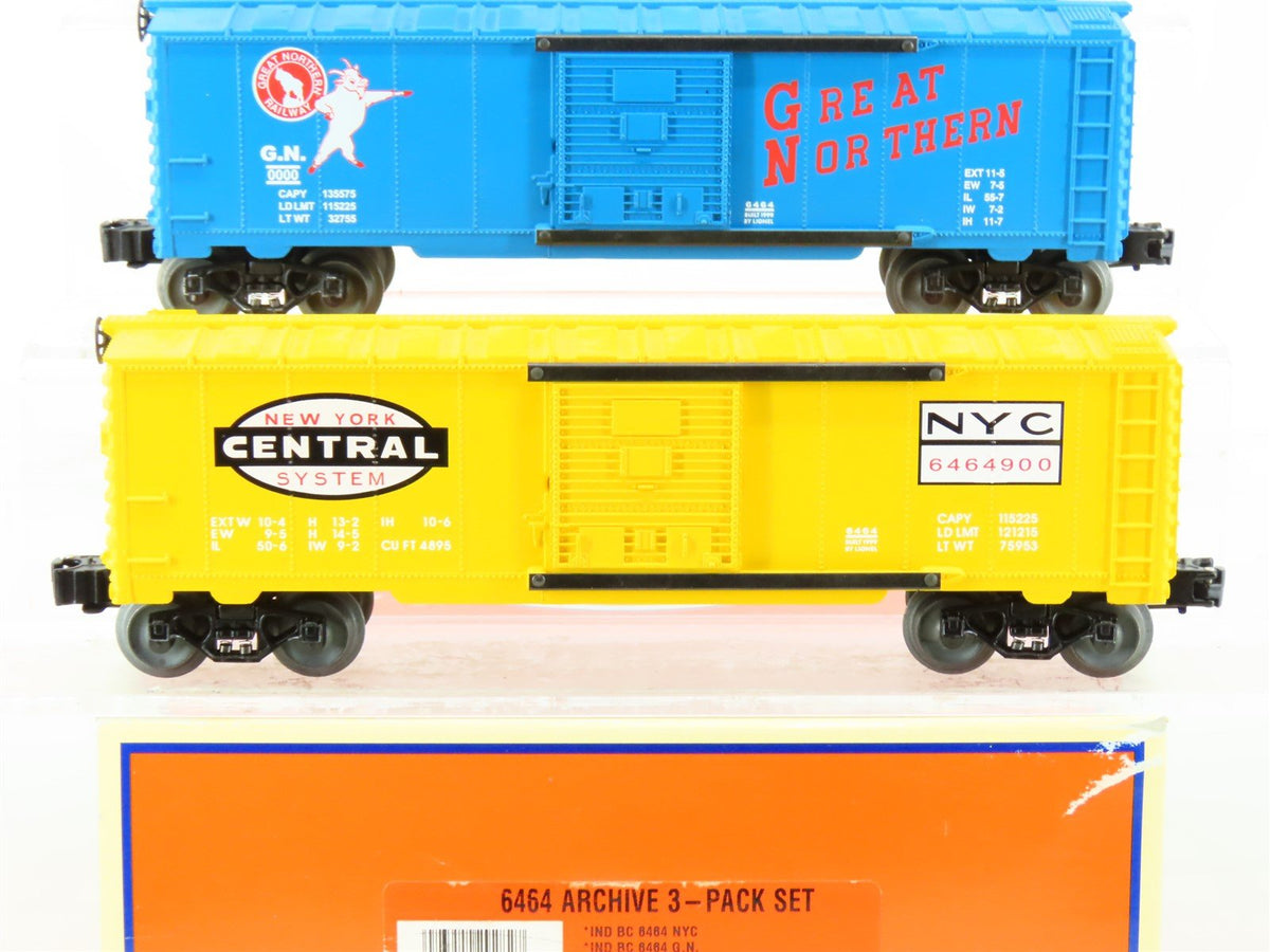 O Gauge 3-Rail Lionel 6-29282 6464 Archive SAL/GN/NYC Boxcar 3-Pack