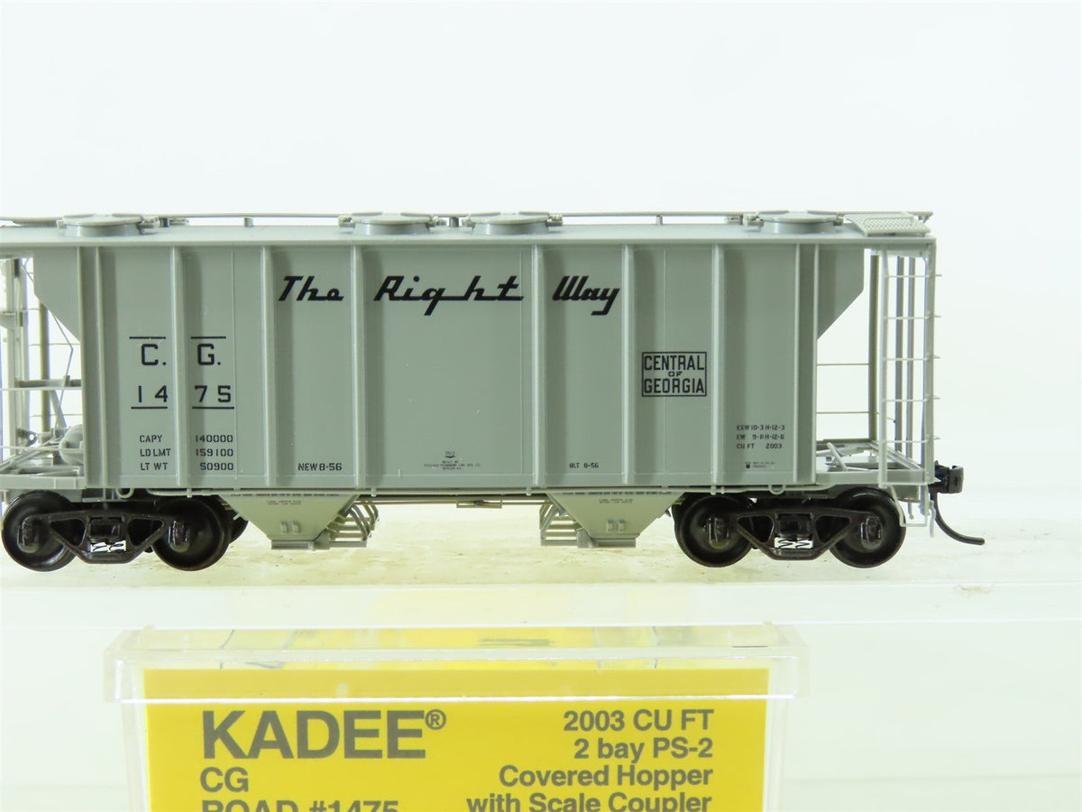 HO Kadee #8313 CG Central of Georgia&quot;The Right Way&quot; 2-Bay Covered Hopper #1475