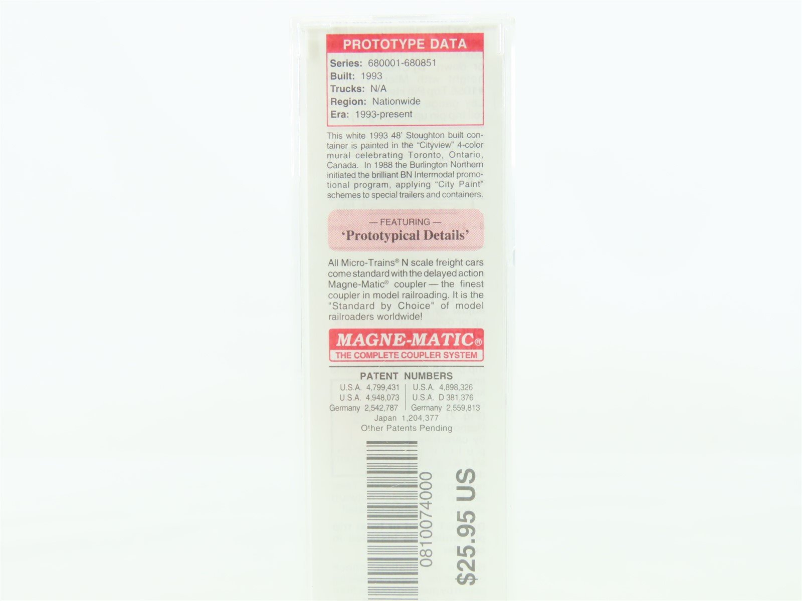 N Scale Micro-Trains MTL 08100740 BNAU Toronto Ontario 48' Container #680402